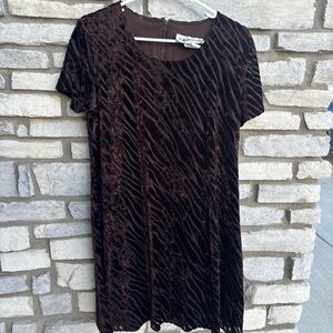 S.L. Fashions Chocolate and Black Striped Dress